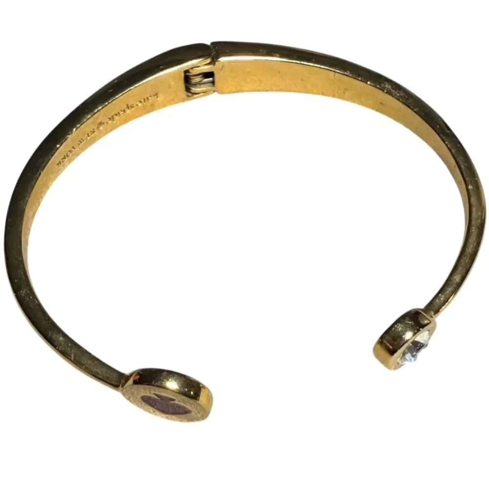kate spade gold-tone open cuff with pink spade and clear crystal